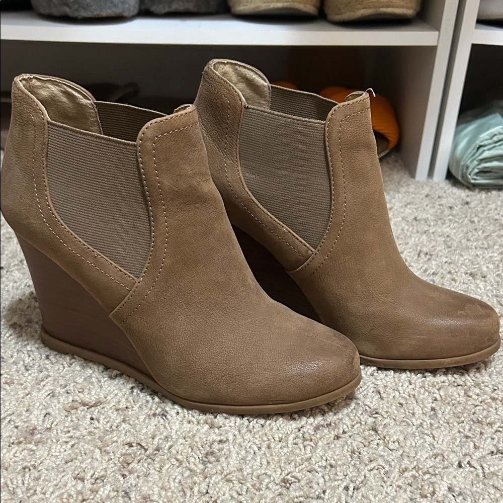 Audrey Brooke Brown Wedge Ankle Boots